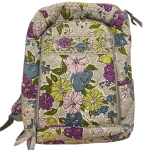 Vera Bradley Blue Green Purple Floral Quilted Backpack Book bag Laptop Case
